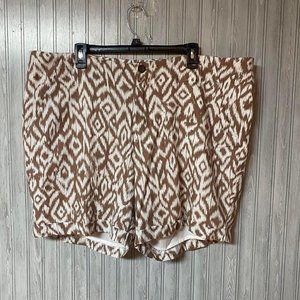 Cynthia Rowley Womens Linen Blend Brown and White Ikat Shorts